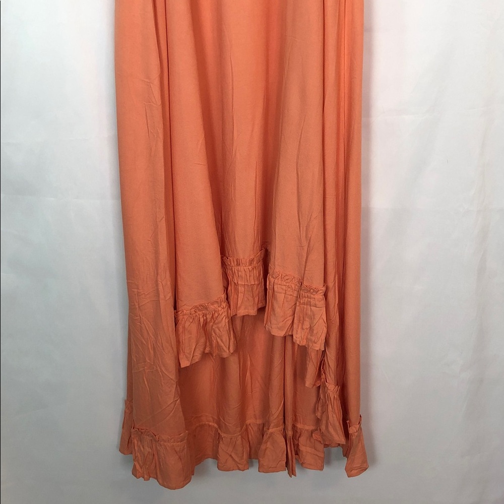 PATRONS OF PEACE Peach Ruffle High-Low Maxi Dress Size L - Picture 8 of 12